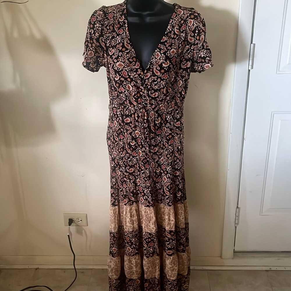 Kate and Sam medium boho floral dress with elastic drawstring below chest ,waist